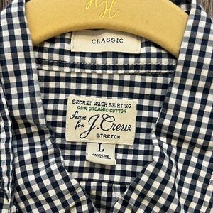 J. Crew Navy and White Gingham Button-Down Shirt